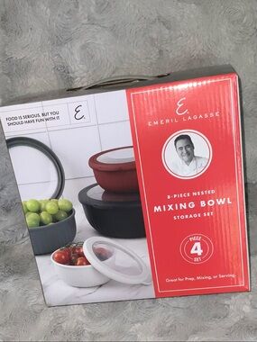 Emeril Lagasse Mixing Bowl Storage Set - Red & Black